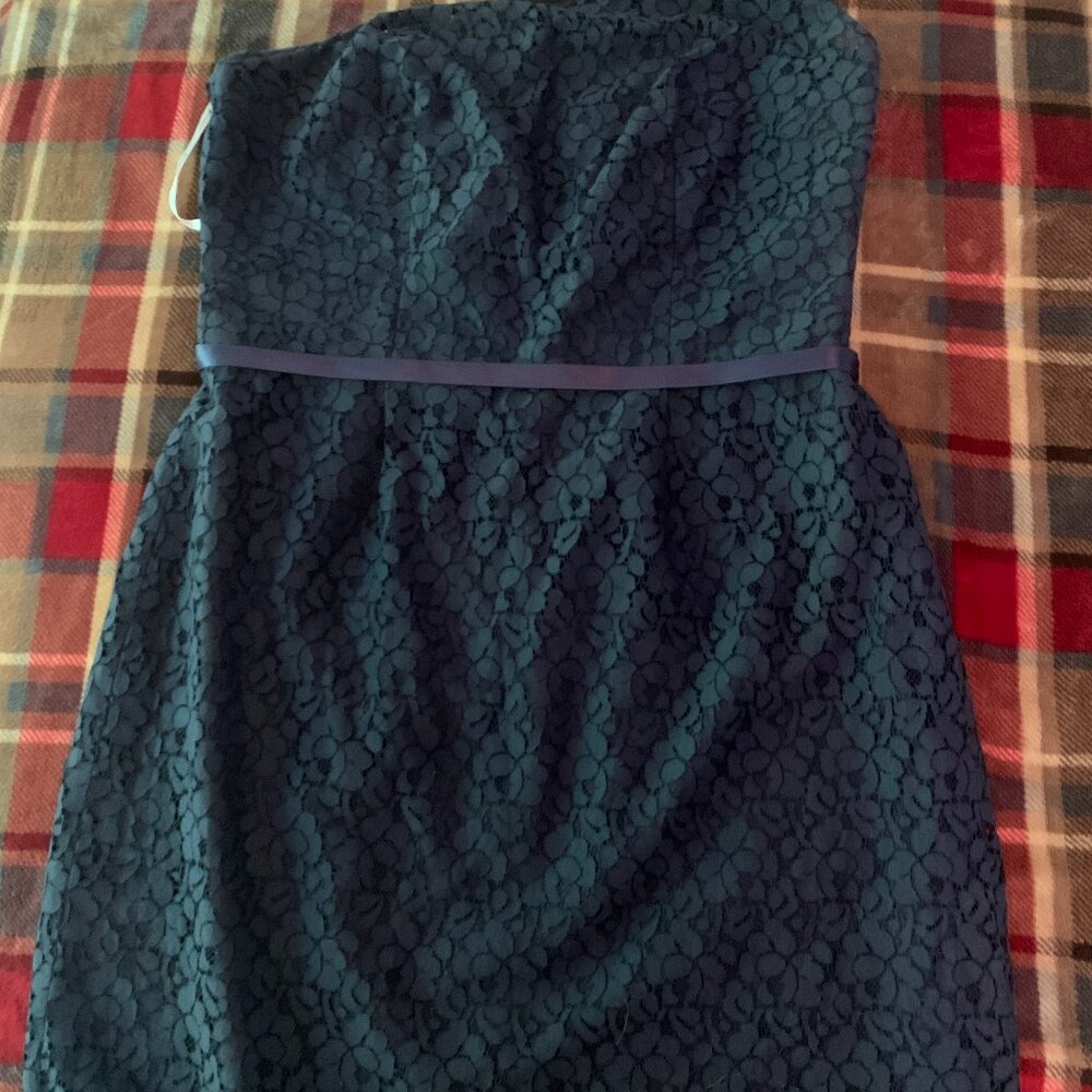 B2 Jasmine One Shoulder Blue Lace Dress Cocktail Prom Formal Women Size 14